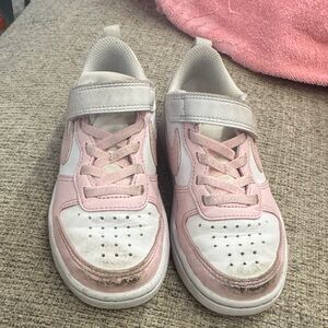 Nike Kids Pink and White Velcro Sneakers